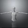 3D Rendered White Human Figure With Outstretched Arms And Gray Background
