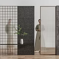 Modern partition glass screen partition 3d model