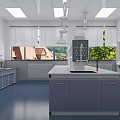 Modern Office Corridor Interior Design With Wall Display Boards And Information Graphics 3d model