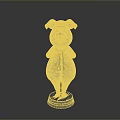 Gray Decorative Standing Pig Sculpture With Hands on Chest and Base