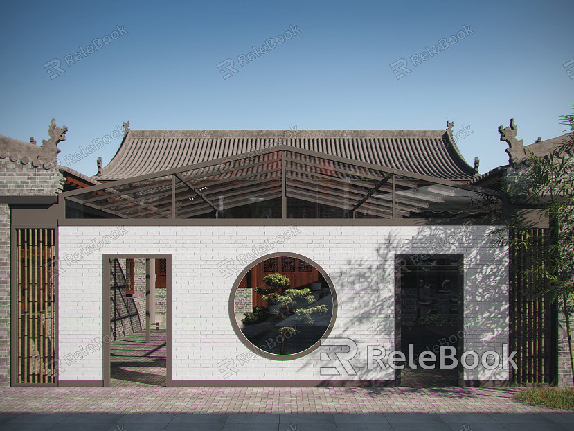 New Chinese Courtyard Outdoor Courtyard Sun Room model