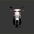 Modern White Black and Red Scooter with Red Wheels and Decorative Stripes