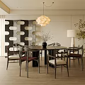 Modern Restaurant Interior With Dining Table Chairs Chandelier Decorative Wall And Natural Light