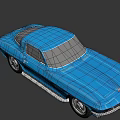 Blue Classic Two Door Sports Car With Sleek Body And Vintage Design