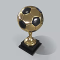 Golden Football Shaped Trophy With Shiny Surface And Black Base Design