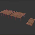 Wooden Furniture Set With Tables Featuring Tabletop And Frame Components
