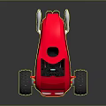 Red Futuristic Concept Car With Large Silver Wheels And Reflective Surface 3d model