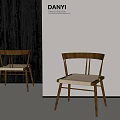 Minimalist Wooden Single Chair With Woven Seat In Modern Interior With Light And Dark Walls