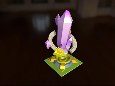 Purple Crystal Decorative Ornament Set With Geometric Base And Modern Design Elements 3d model