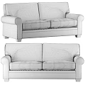 Modern Beige Fabric Two Seater Sofa With Comfortable Design And Armrests 3d model