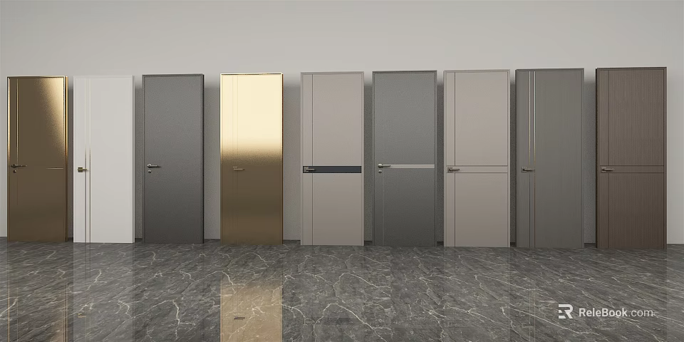 Modern Hinged Doors In Various Colors And Designs For Interior Spaces 3d model
