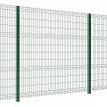 Green Metal Wire Fence With Vertical Posts And Mesh Design For Security