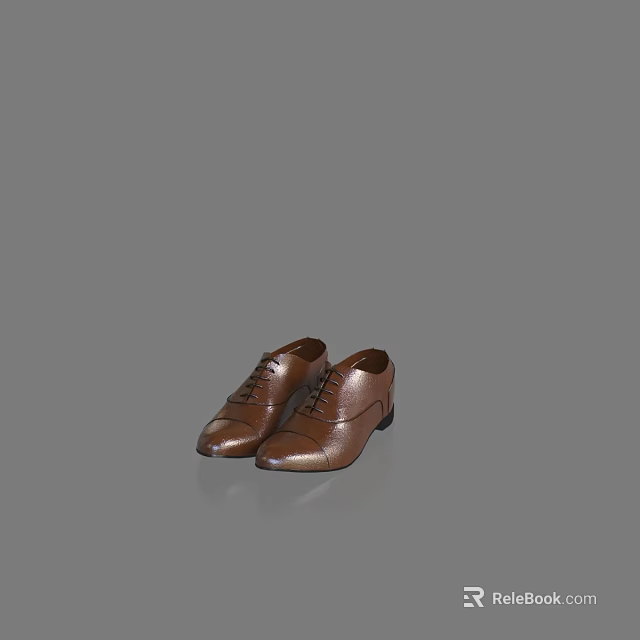 Brown Leather Lace Up Formal Shoes With Classic Design For Men's Business Wear 3d model 