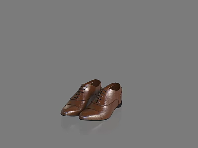 Brown Leather Lace Up Formal Shoes With Classic Design For Men's Business Wear 3d model