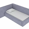 Gray Upholstered Single Bed With Modern Headboard Side Panels And Mattress 3d model