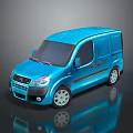 Blue Small Cargo Van Exterior Design in 3D Rendering With Reflection and Commercial Use 3d model