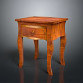 Classic Wooden Side Table With Single Drawer And Curved Decorative Legs