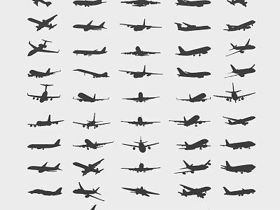 Creative Airplane Silhouettes Pattern Wall Decor For Home Interior Design 3d model