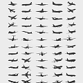 Creative Airplane Silhouettes Pattern Wall Decor For Home Interior Design 3d model