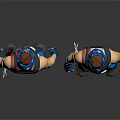 3D Character Model Front And Back View With Blue Pants White Top Red Blue Accents