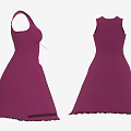 Purple Sleeveless Dresses With Decorative Neckline And Lace Hem Details