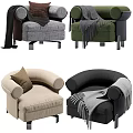 Stylish Single Sofa In Various Colors With Cozy Blankets And Pillows 3d model