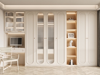 Cream wardrobe French wardrobe 3d model