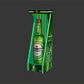Budweiser Green Beer Bottle Placed in Transparent Display Rack with Brand Logo