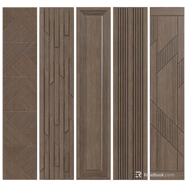 Modern Wooden Wall Panels With Geometric Patterns And Textured Designs 3d model 