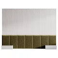 Modern Accent Wall With Vertical Stripes And Green Upholstered Panel Design