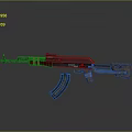 Assault Rifle With Wooden Stock Black Barrel And Magazine In Gray Background