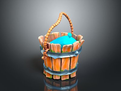 Wooden Barrel Water Barrel Old Wooden Barrel Water Barrel Pot Container Realistic 3d model