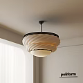 Modern Pendant Light with Twisted White Lampshade and Black Frame in Minimalist Room