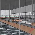 School Auditorium With Stepped Seating Large Windows And Wooden Walls