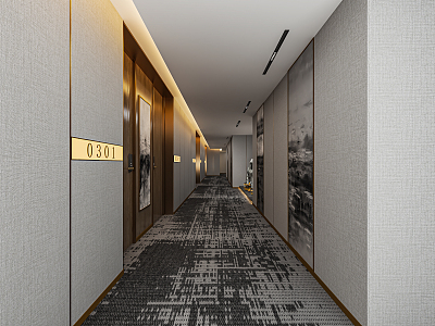 New Chinese Aisle Hotel Aisle Hotel Corridor Entrance Aisle Hotel Front Office Landscape Sparch model