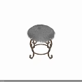 Elegant Faux Fur Stool With Curved Metal Frame And White Seat Design