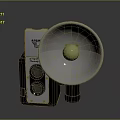 Vintage Retro Digital Camera With Metal Horn And Green Sphere Design