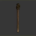 Brown Head Matchstick With Rope Wrapped Wooden Stick And Gray Gradient Background