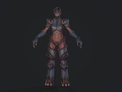 Detailed Fantasy Game Movie Character With Metallic Armor And Muscular Body Design 3d model
