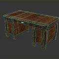 Classic Wooden Office Desk With Rectangular Tabletop Drawer And Sturdy Cabinet