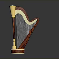 Exquisite Wooden Harp With Golden Accents Strings And Elegant Base