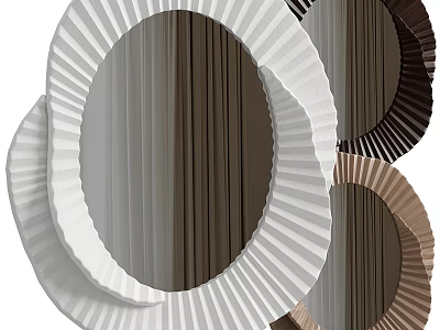 Modern Wall Mirrors With Striped Frames In White And Brown Colors 3d model