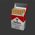 Marlboro Open Cigarette Pack With Filtered Cigarettes Inside 3d model