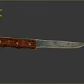 Weapon With Red Wooden Handle Sharp Metal Blade Brass Rivets And Smooth Surface Reflection 3d model