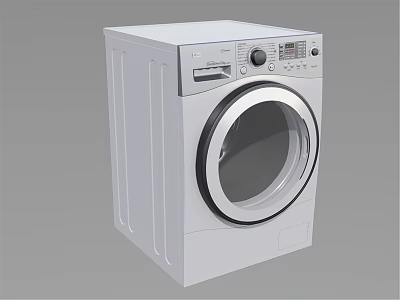 White Front Loading Washing Machine With Modern Control Panel And Digital 3d model