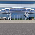 Modern Office Building Exterior With Glass Curtain Wall Architectural Entrance And Landscaping