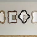 Various Shaped Decorative Mirrors Mounted On Wall With Modern Unique Designs 3d model