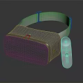 Modern Gray Fabric VR Headset With Wireless Controller And Design Elements