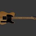 Wooden Electric Guitar With Black Pickguard Light Neck Metal Strings And Tuning Pegs