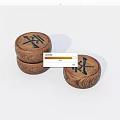Traditional Wooden Round Game Pieces With Chinese Characters On White Background